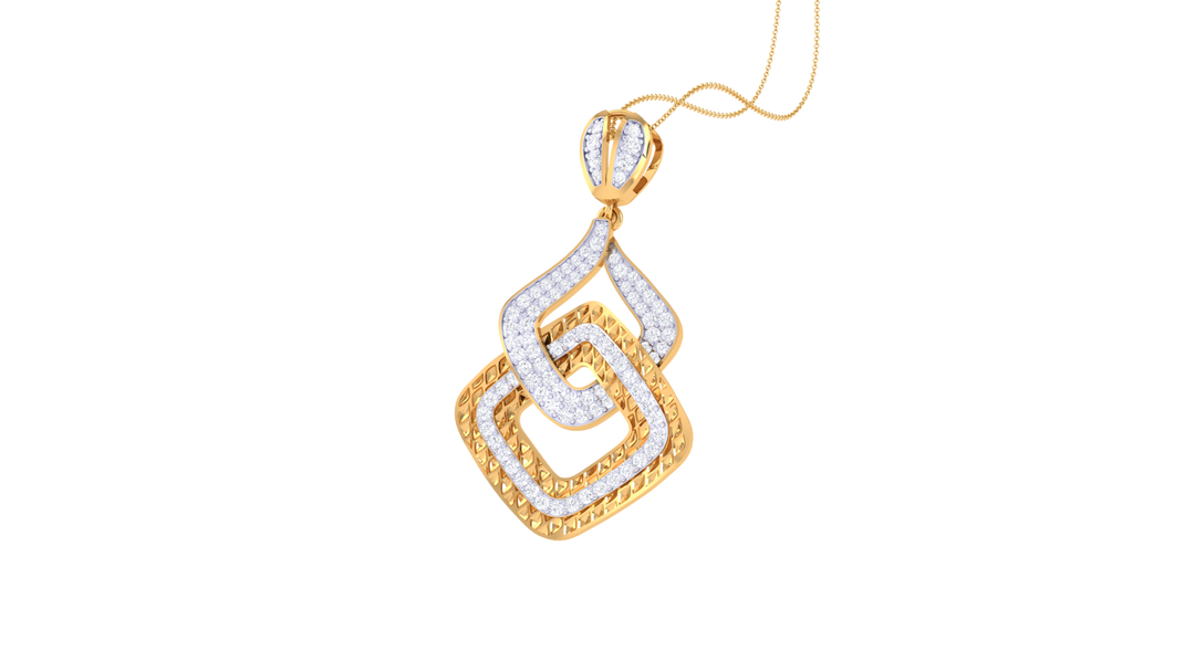 Diamond By Tilesh Dual-Tone Interlocking Geometric Pendant – Textured Diamond Finish