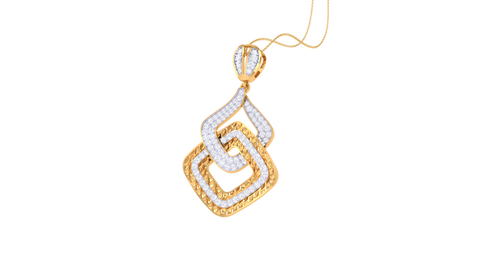 Diamond By Tilesh Dual-Tone Interlocking Geometric Pendant – Textured Diamond Finish