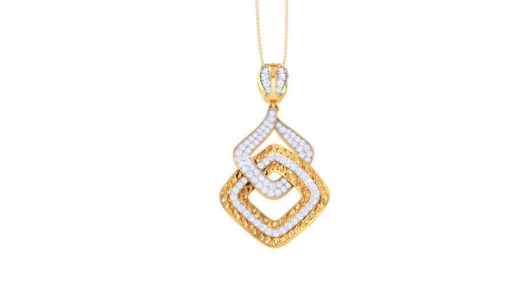 Diamond By Tilesh Dual-Tone Interlocking Geometric Pendant – Textured Diamond Finish