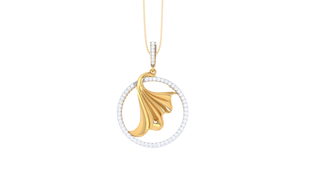 Diamond By Tilesh Artistic Leaf Circle Pendant – Diamond Halo Elegance