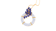 Diamond By Tilesh Sapphire Leaf Wreath Pendant – Marquise Cut Stones with Diamond Halo