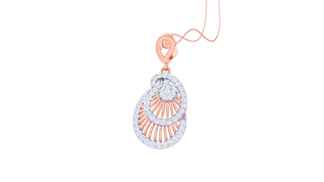 Diamond By Tilesh Diamond Paisley Pendant – Intricate Designer Swirl Motif