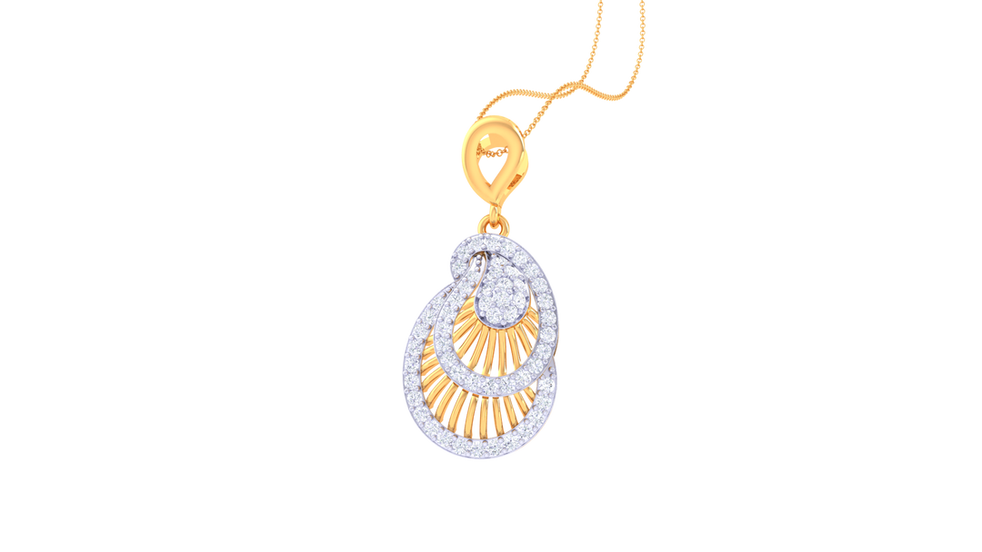 Diamond By Tilesh Diamond Paisley Pendant – Intricate Designer Swirl Motif
