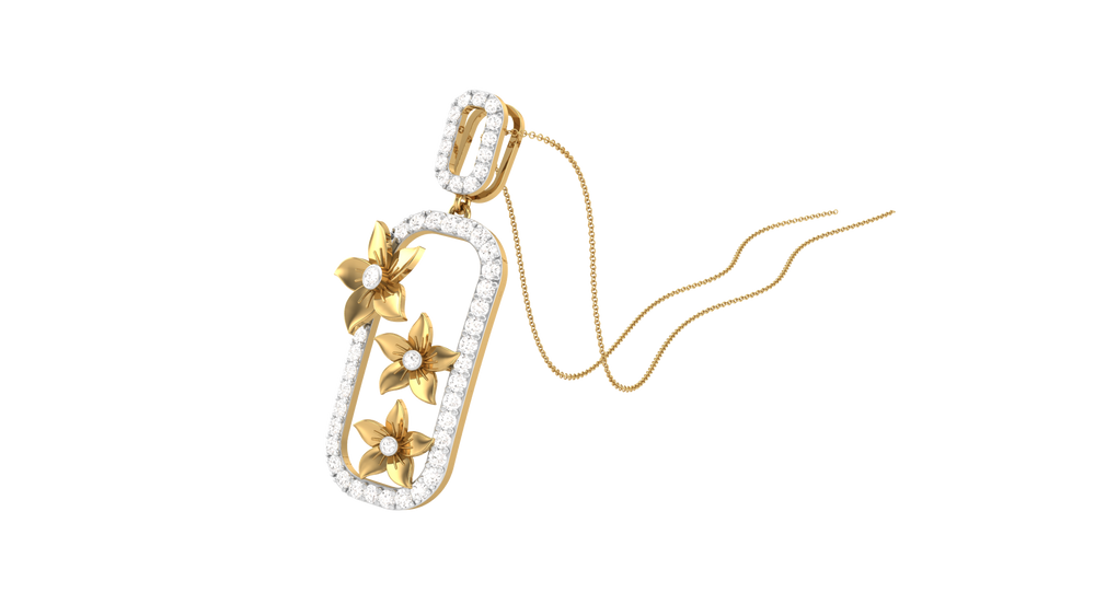 Diamond By Tilesh Floral Cascade Pendant with Diamond Accents – Contemporary Nature-Inspired Design