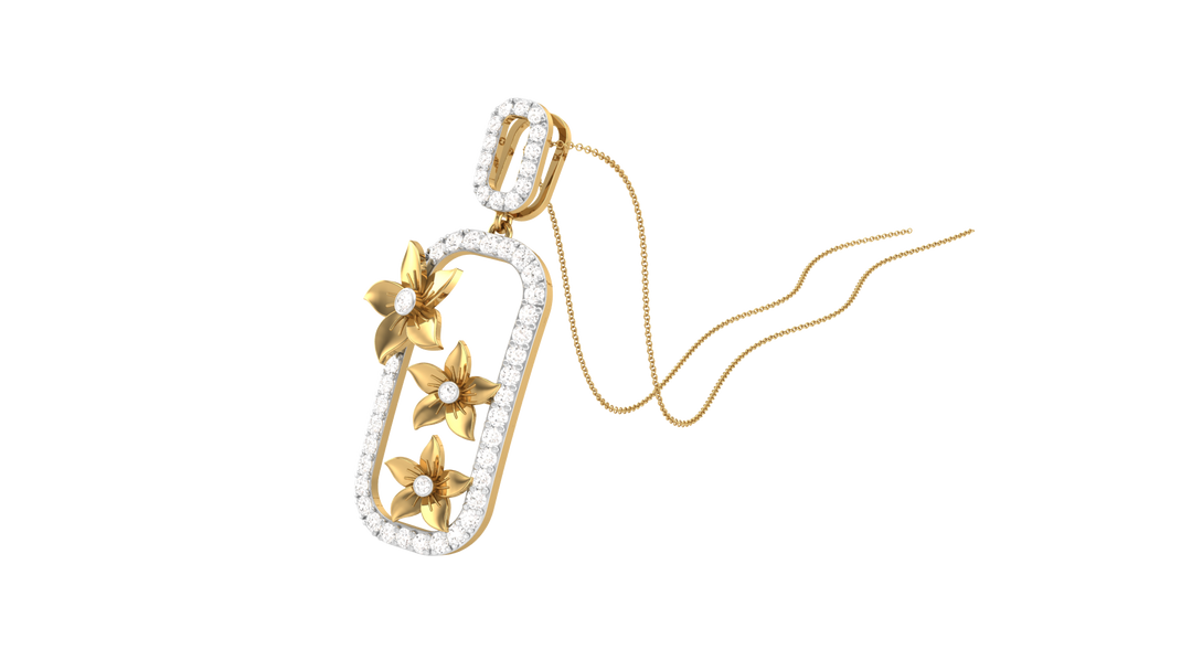 Diamond By Tilesh Floral Cascade Pendant with Diamond Accents – Contemporary Nature-Inspired Design
