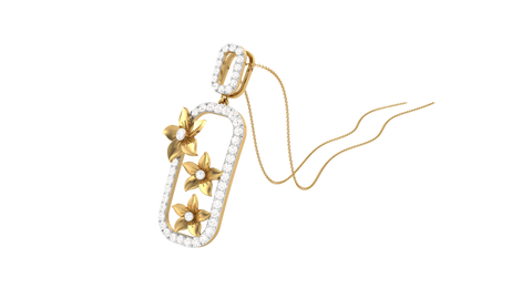 Diamond By Tilesh Floral Cascade Pendant with Diamond Accents – Contemporary Nature-Inspired Design