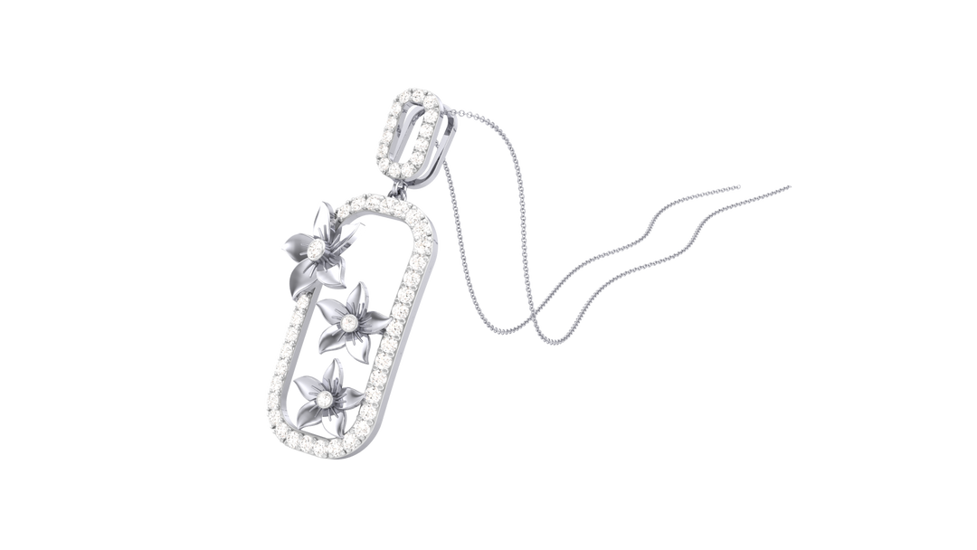 Diamond By Tilesh Floral Cascade Pendant with Diamond Accents – Contemporary Nature-Inspired Design