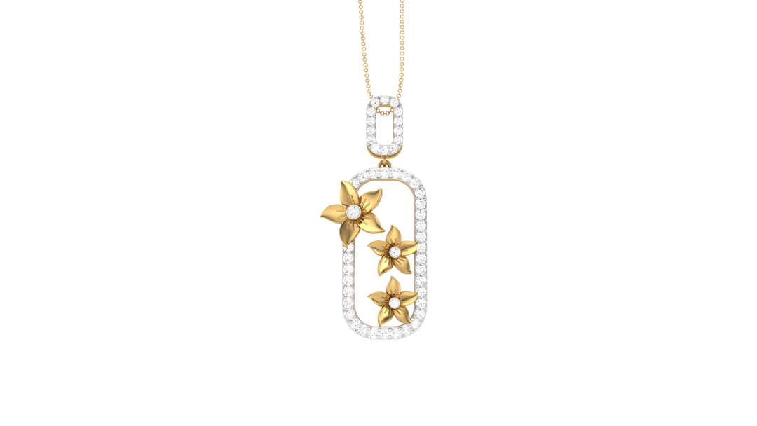 Diamond By Tilesh Floral Cascade Pendant with Diamond Accents – Contemporary Nature-Inspired Design