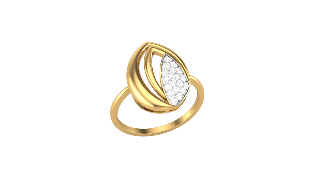 Diamond By Tilesh Diamond Leaf Motif Ring – Nature Inspired Pavé Design