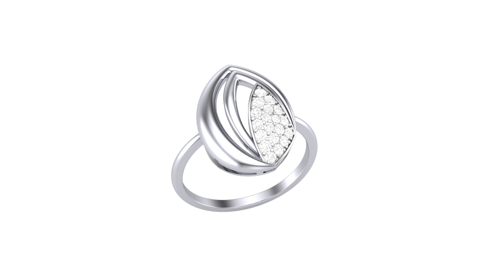 Diamond By Tilesh Diamond Leaf Motif Ring – Nature Inspired Pavé Design