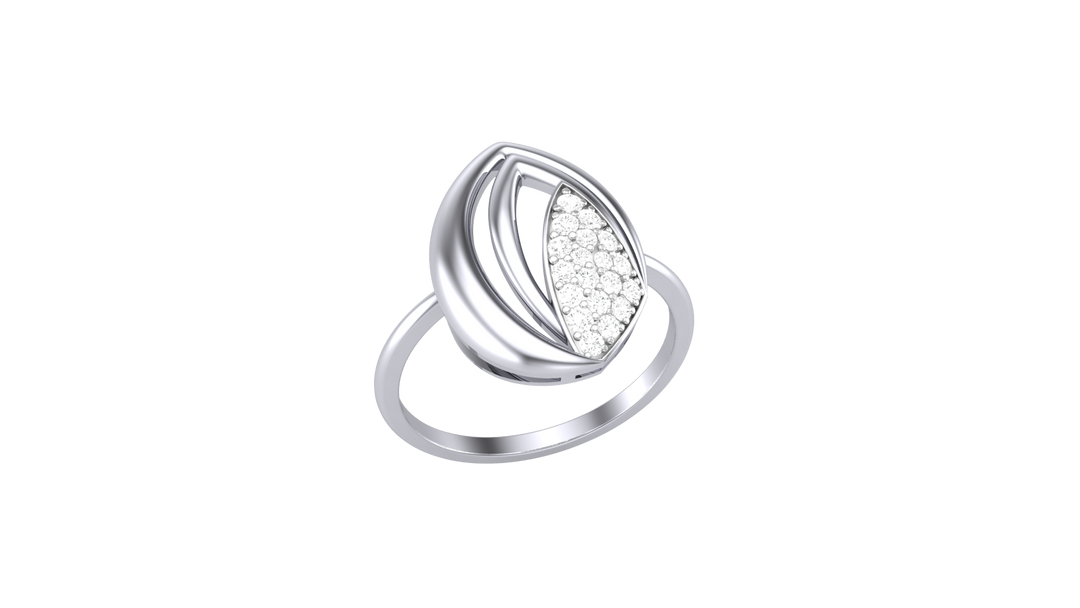 Diamond By Tilesh Diamond Leaf Motif Ring – Nature Inspired Pavé Design