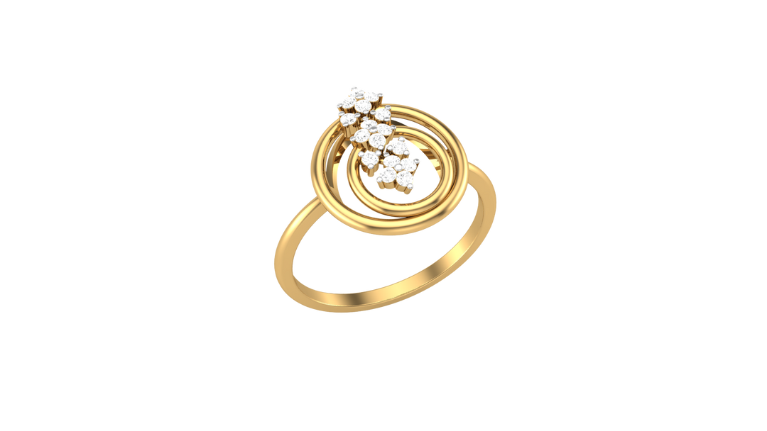 Diamond By Tilesh Elegant Floral Cluster Diamond Ring - Modern Concentric Circle Design