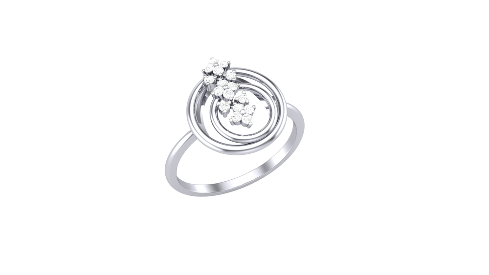 Diamond By Tilesh Elegant Floral Cluster Diamond Ring - Modern Concentric Circle Design