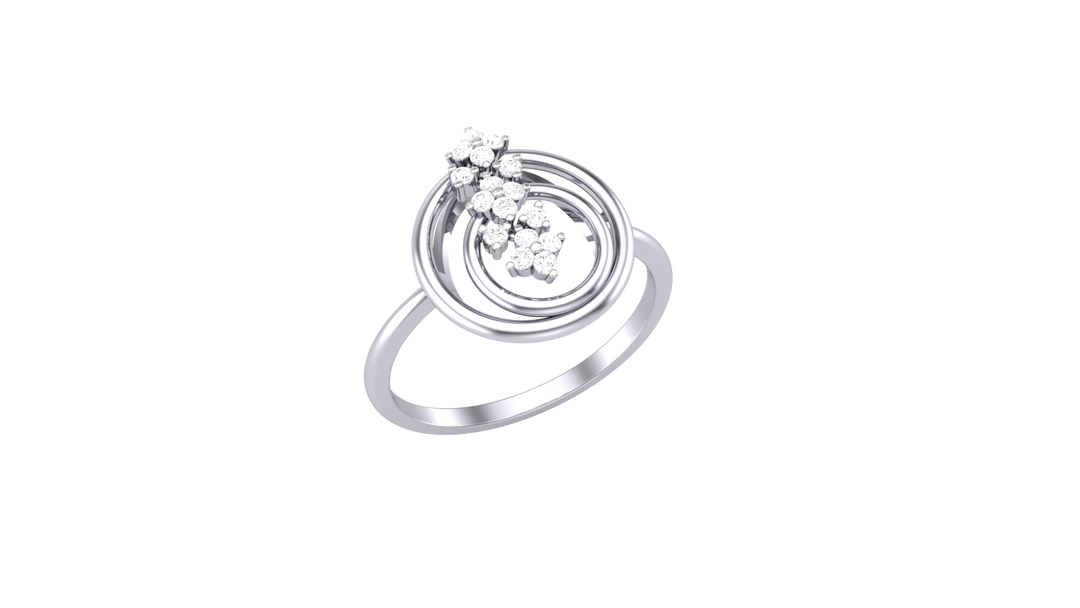 Diamond By Tilesh Elegant Floral Cluster Diamond Ring - Modern Concentric Circle Design