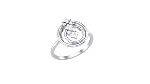 Diamond By Tilesh Elegant Floral Cluster Diamond Ring - Modern Concentric Circle Design