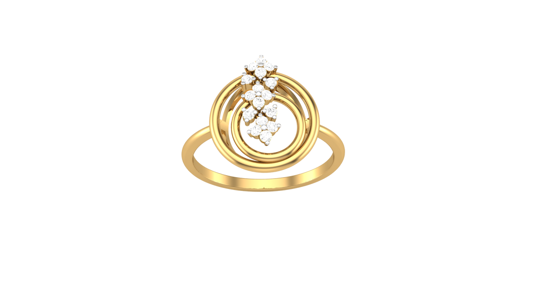 Diamond By Tilesh Elegant Floral Cluster Diamond Ring - Modern Concentric Circle Design
