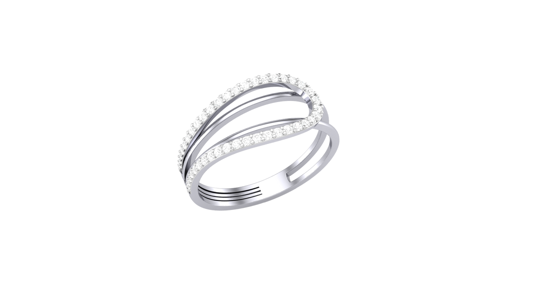 Diamond By Tilesh Contemporary Diamond Wave Ring – Sleek Open Band Design