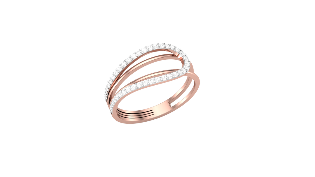 Diamond By Tilesh Contemporary Diamond Wave Ring – Sleek Open Band Design