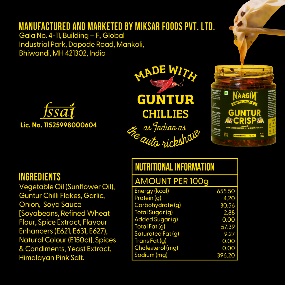 Naagin Sauce Indian Spice Essentials - Crispy Chilli Oil (Mild, 140g)