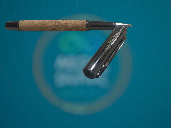 Cork Metallic Roller Ball Pen