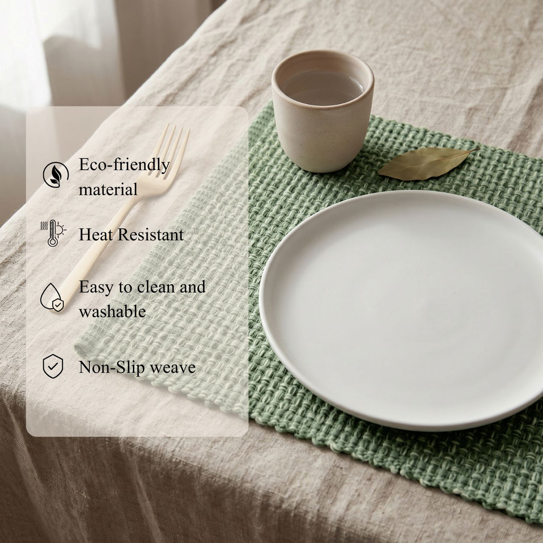Country Village Cotton Placemats - Woven Weaved Design