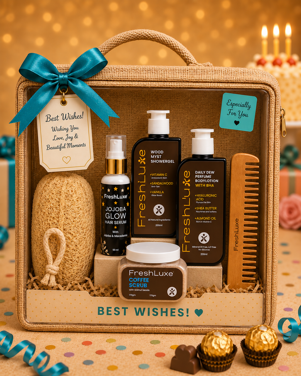 FreshLuxe Gift Hamper for Men - Combo for Men | Box, Basket & Gift Hamper for Boyfriend | Grooming Kit & Skin Care Kit - 4-Piece Set