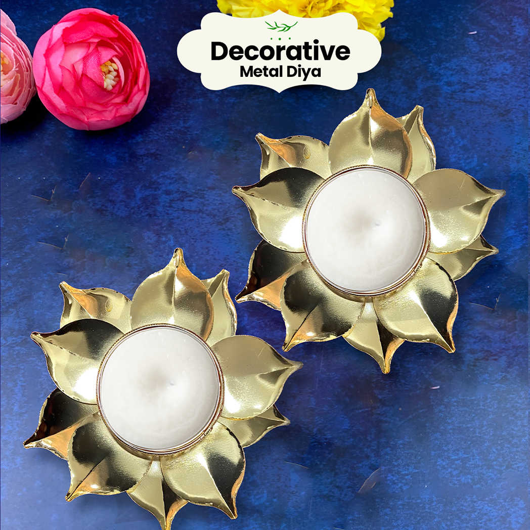 Bombay Greens Decorative Metal Diyas Pack of 2