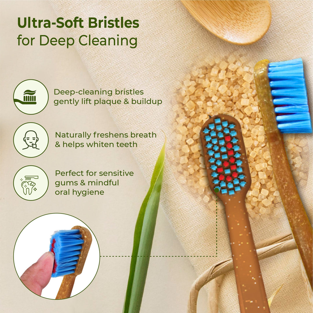 DENCRUS Charcoal Toothpaste & Octa Clean Bamboo Toothbrush | Oral Care Combo | Mint Freshness & Gentle Clean Combo - Suspire