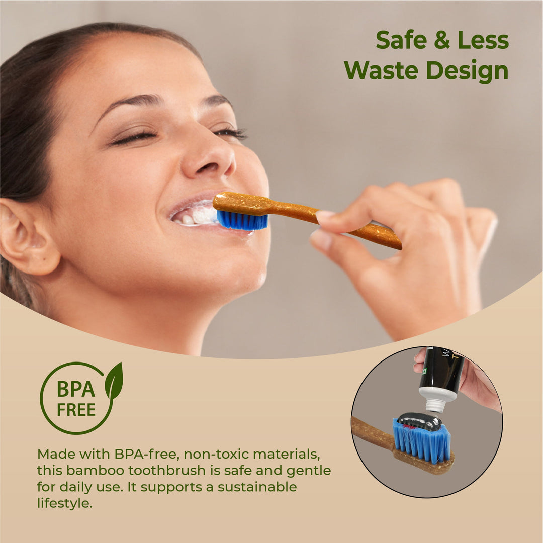 DENCRUS Charcoal Toothpaste & Octa Clean Bamboo Toothbrush | Oral Care Combo | Mint Freshness & Gentle Clean Combo - Suspire