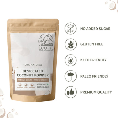 Ecotyl Desiccated Coconut Powder | Unsweetened | 250g