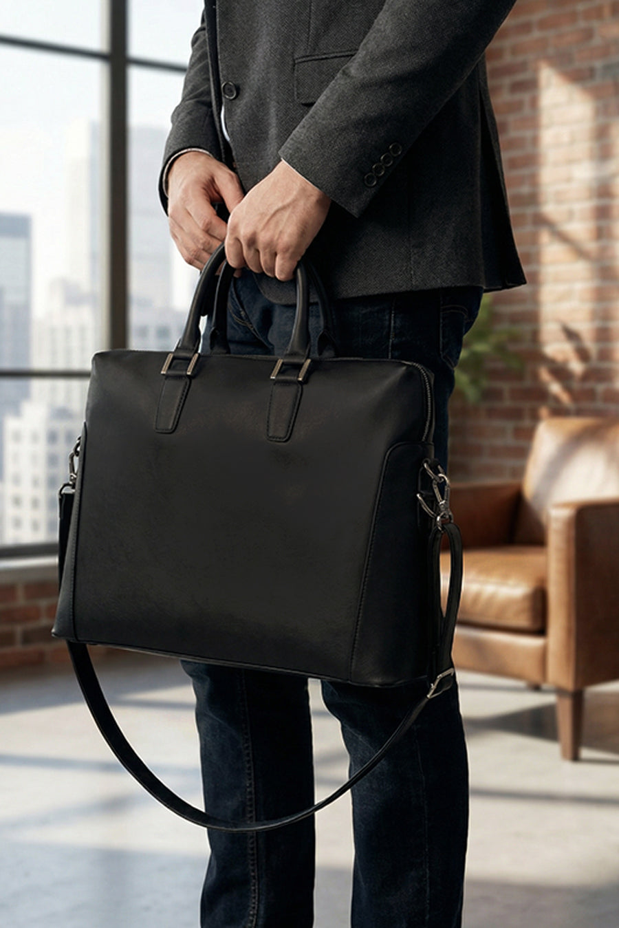 Will 15 Inch Vegan Leather Laptop Bag for Men