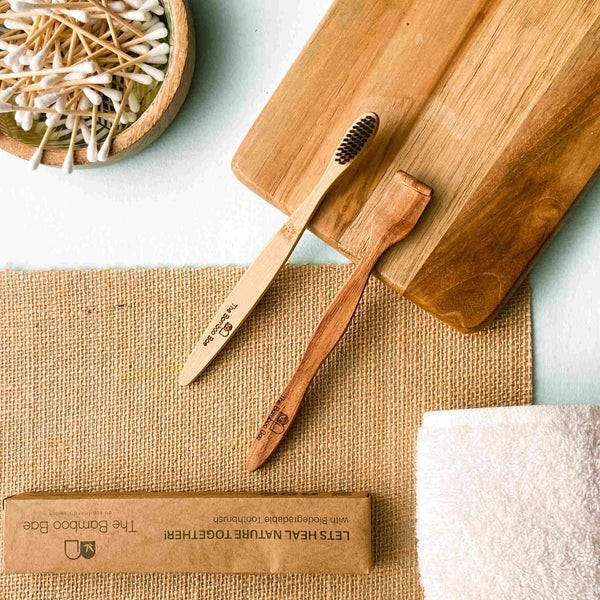 Natural Dental Kit | Bamboo Toothbrush + Neem Tongue Cleaner Combo | Natural Oral Care Essentials