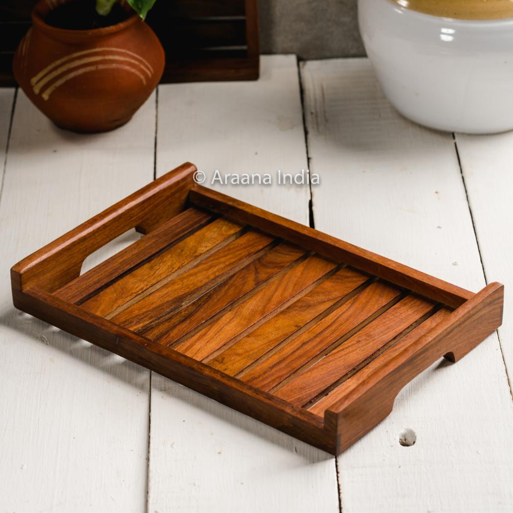 Araana Home Dhaari Large Striped Wooden Serving Tray