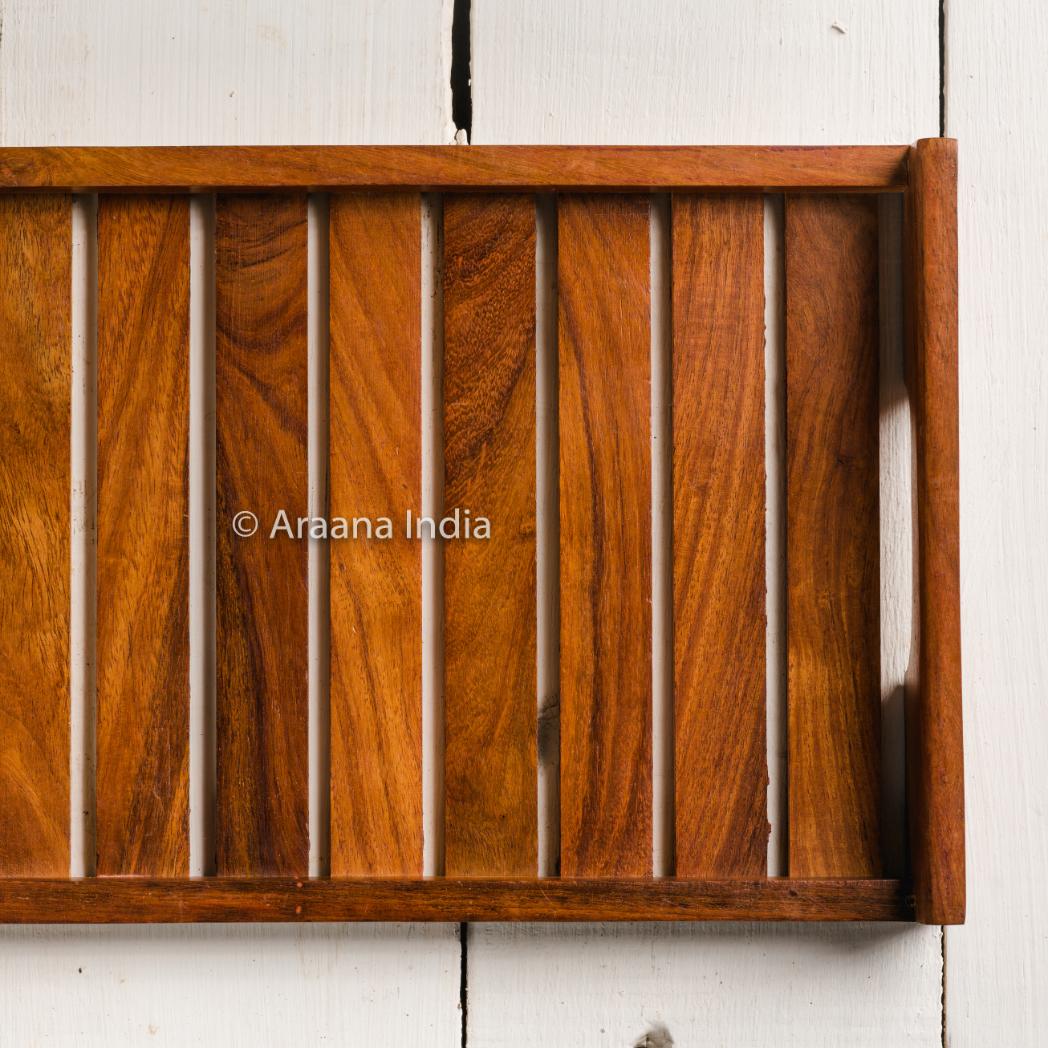 Araana Home Dhaari Large Striped Wooden Serving Tray