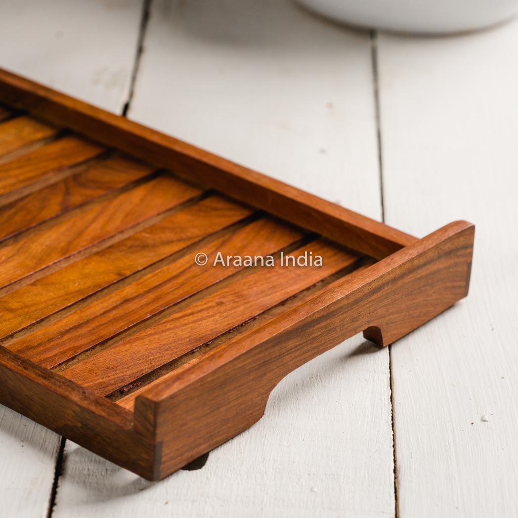 Araana Home Dhaari Large Striped Wooden Serving Tray