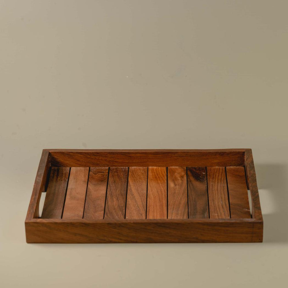 Araana Home Dhaari Large Striped Wooden Serving Tray