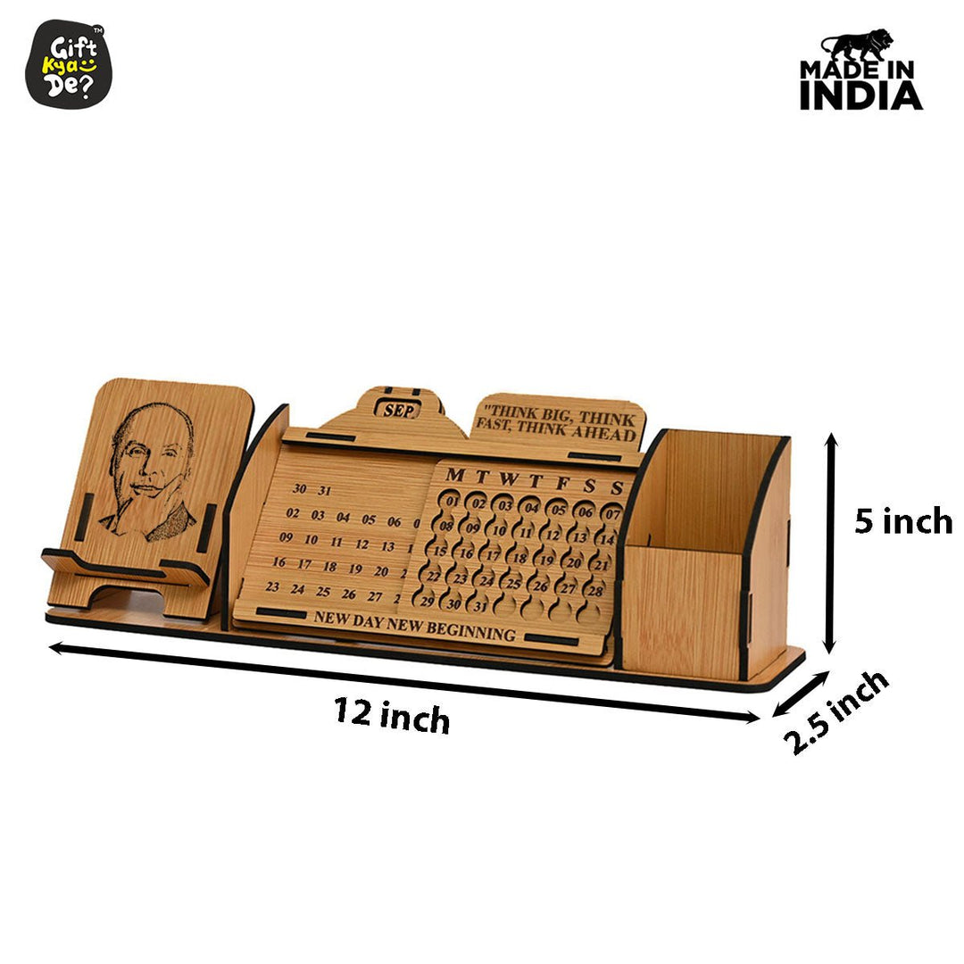 Gift Kya De Lifetime Calendar With Desk Organizer and Mobile Stand | Desk Calendar | Mobile Accessories