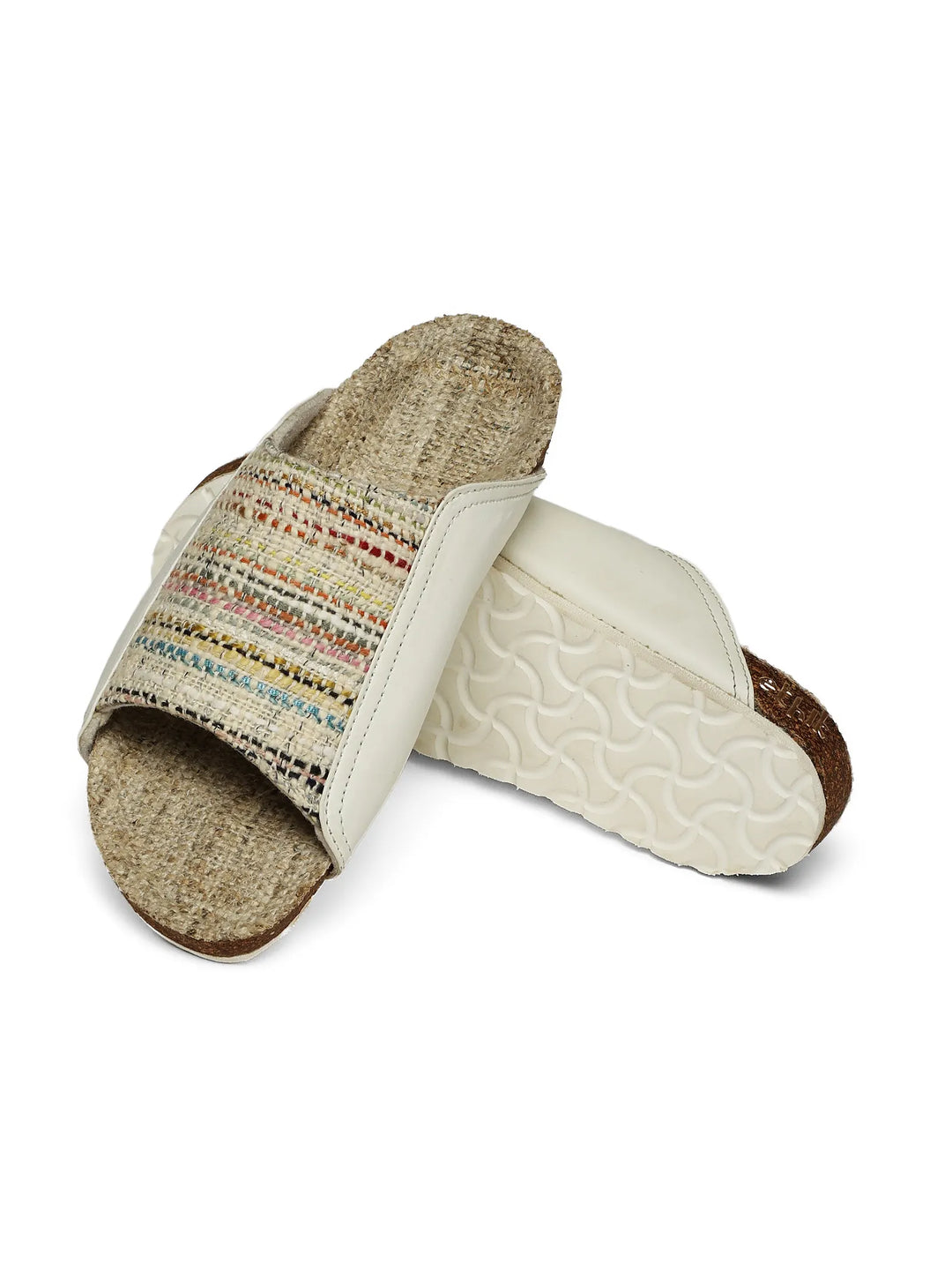 Mist Natural Multi Wide Strap Slide Sandals