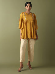 Dhwani Choksi Embroidered Tunic - Mustard
