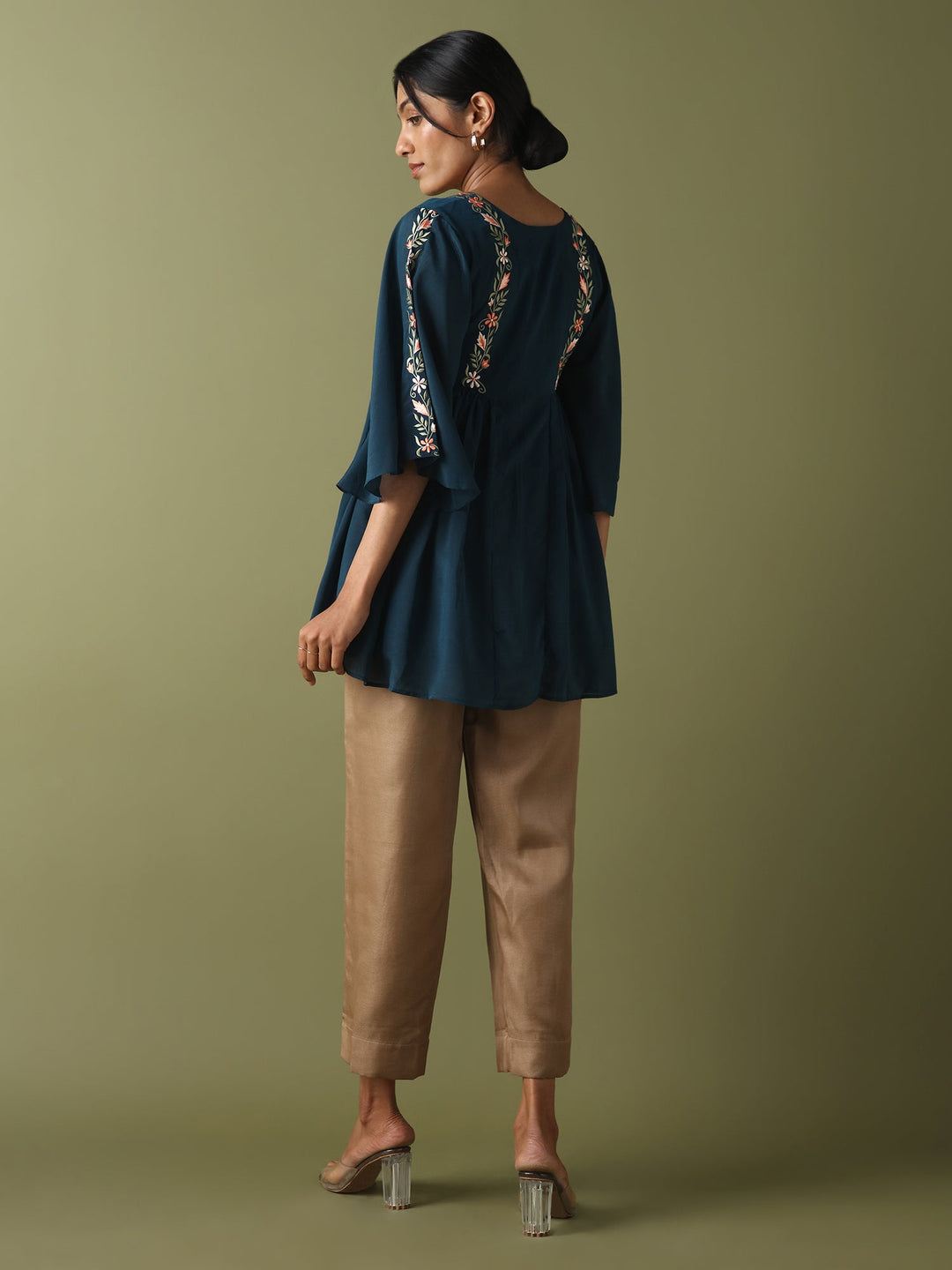Dhwani Choksi Embroidered Tunic - Teal - Suspire