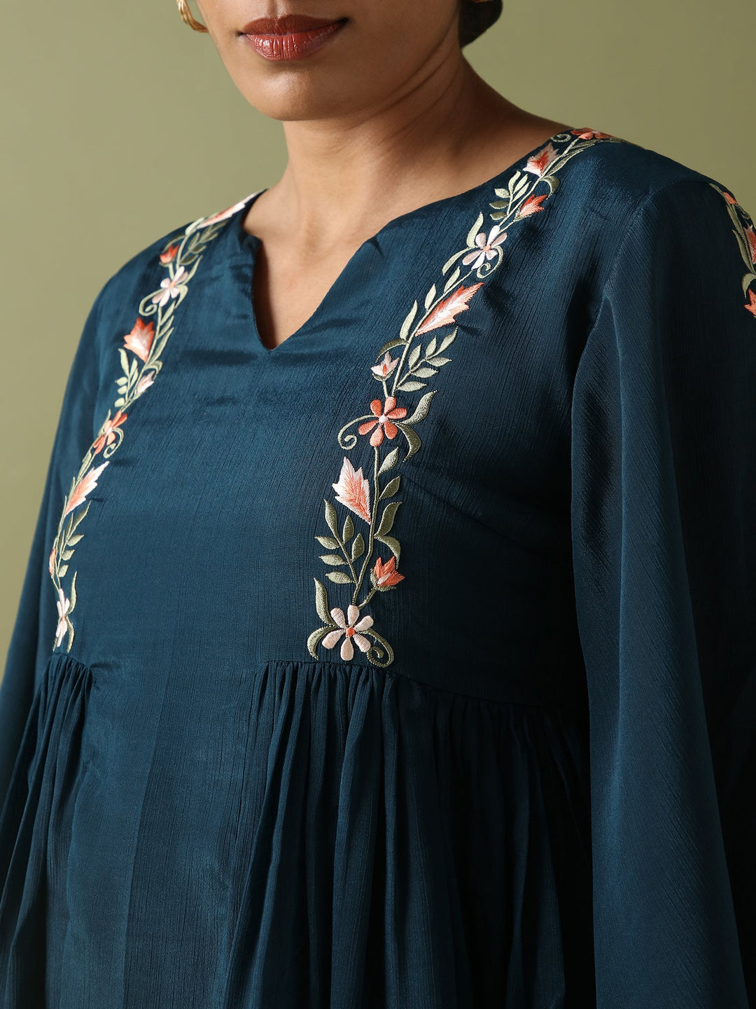 Dhwani Choksi Embroidered Tunic - Teal - Suspire