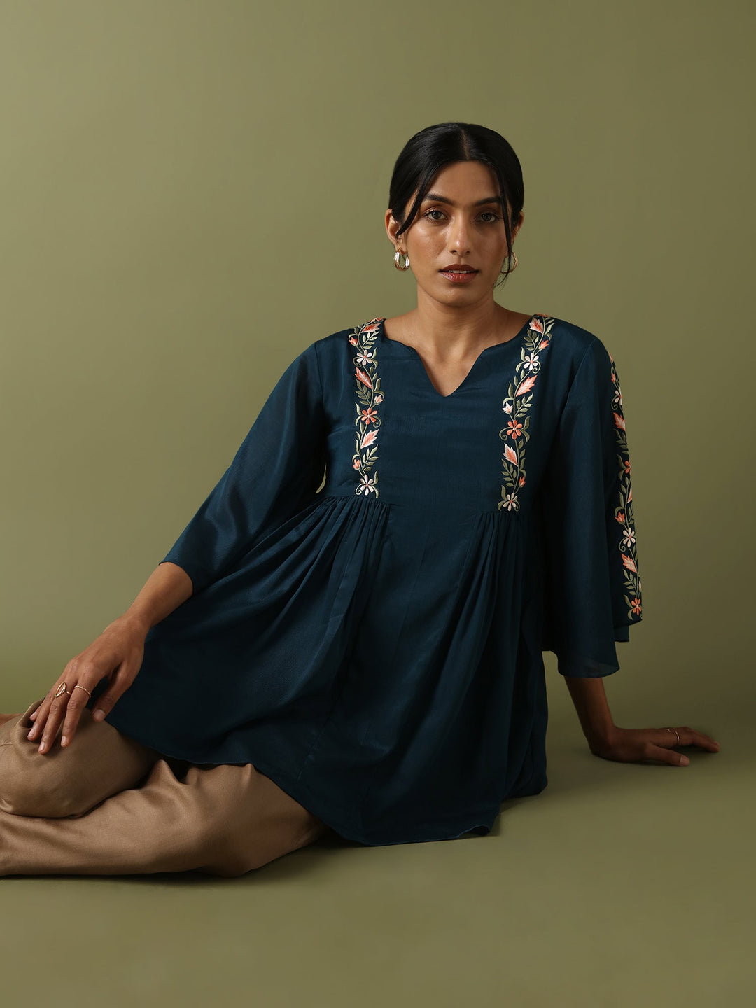 Dhwani Choksi Embroidered Tunic - Teal - Suspire