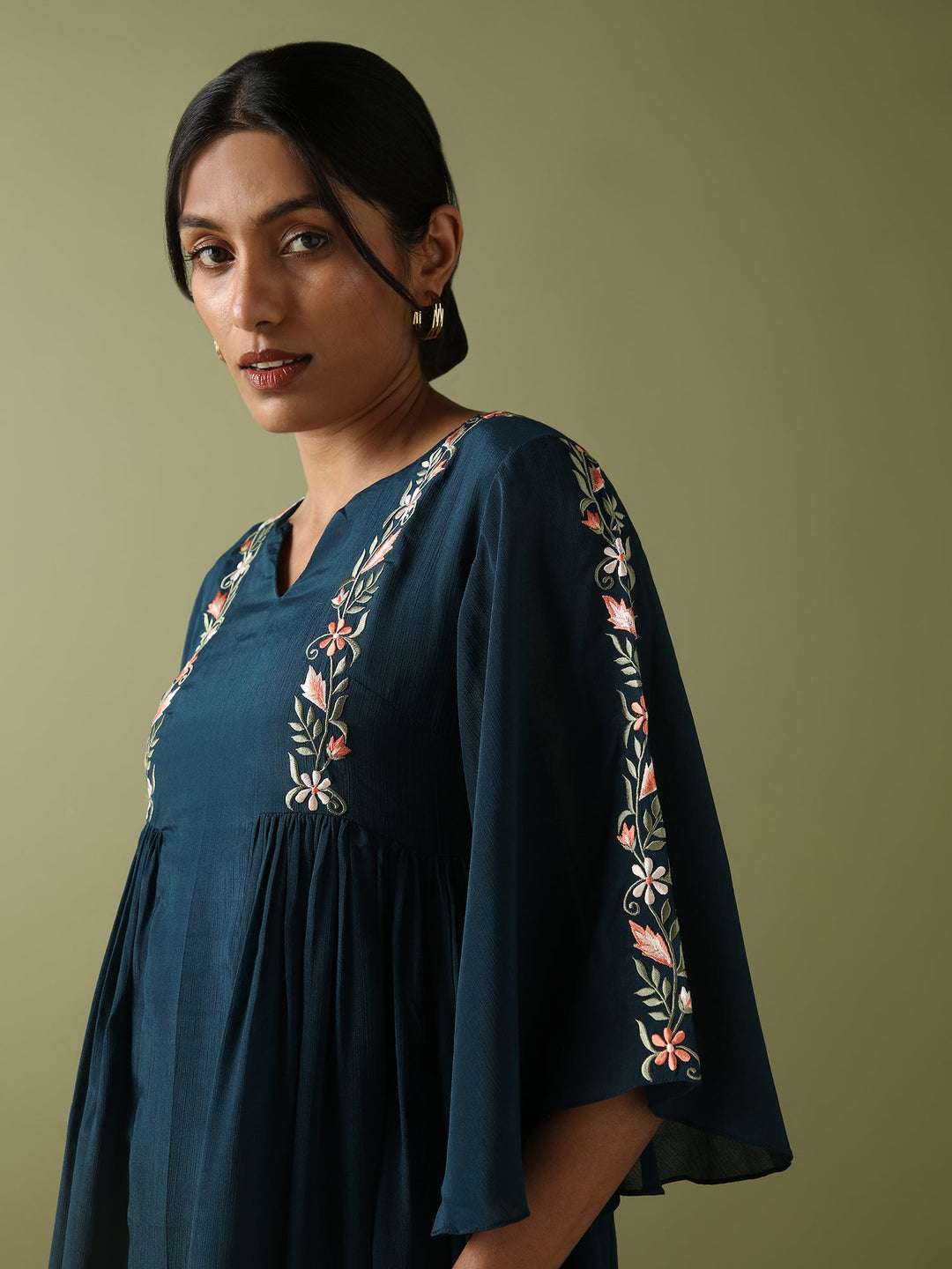 Dhwani Choksi Embroidered Tunic - Teal - Suspire