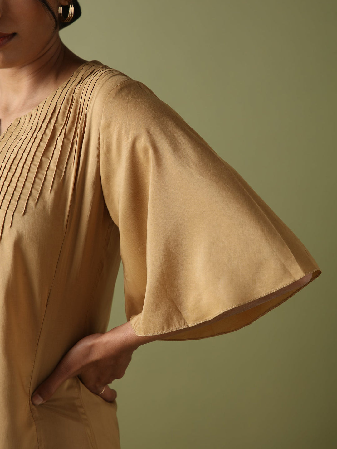 Dhwani Choksi Pin Tucks Tunic - Beige - Suspire