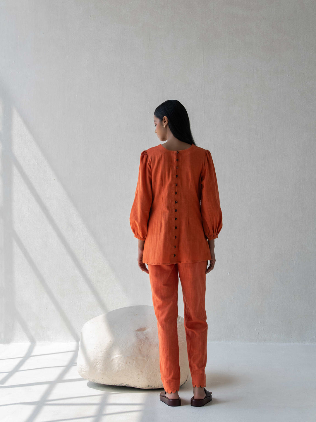 Dhwani Choksi Scalloped Straight Pants - Orange - Suspire