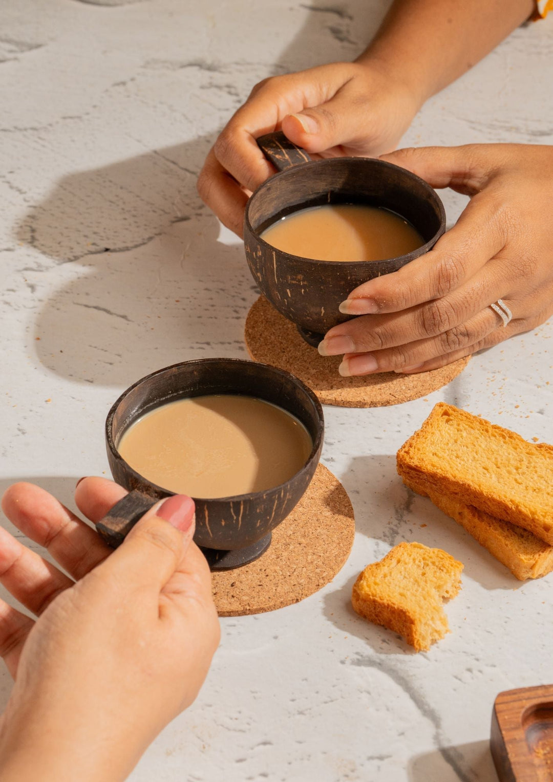 Diakon Coir Coconut Cups (Set of 2) Hand - Crafted, Organic and Sustainable - Suspire