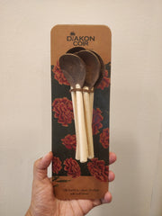 Diakon Coir Coconut Shell Spoons (Set of 6) Hand-Crafted, Organic and Sustainable