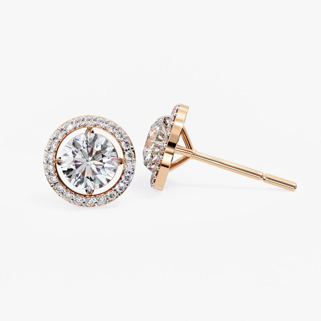 Diamond By Tilesh Celestial Halo Stud Earrings – Classic Grace with a Brilliant Twist - Suspire