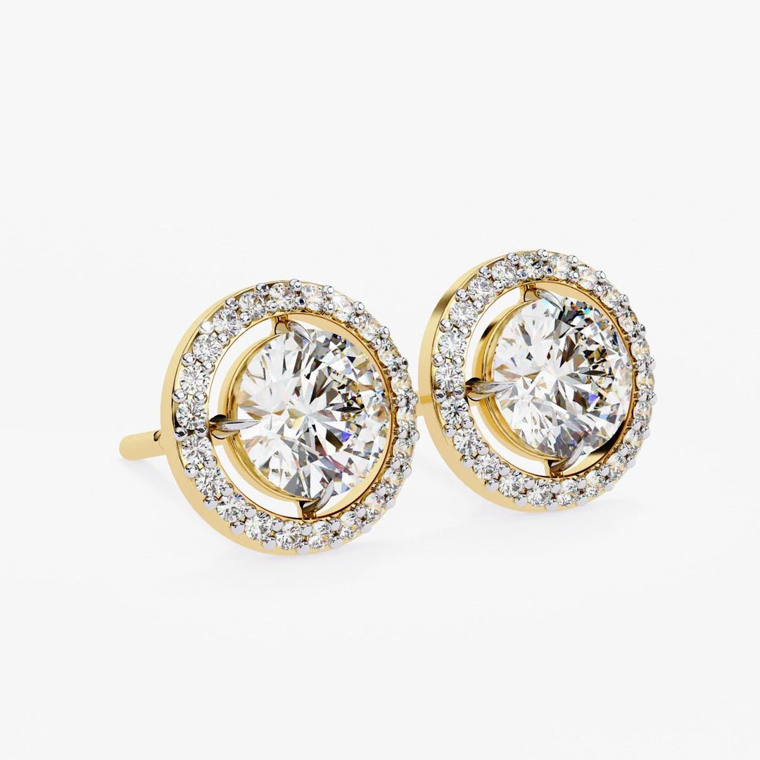 Diamond By Tilesh Celestial Halo Stud Earrings – Classic Grace with a Brilliant Twist - Suspire