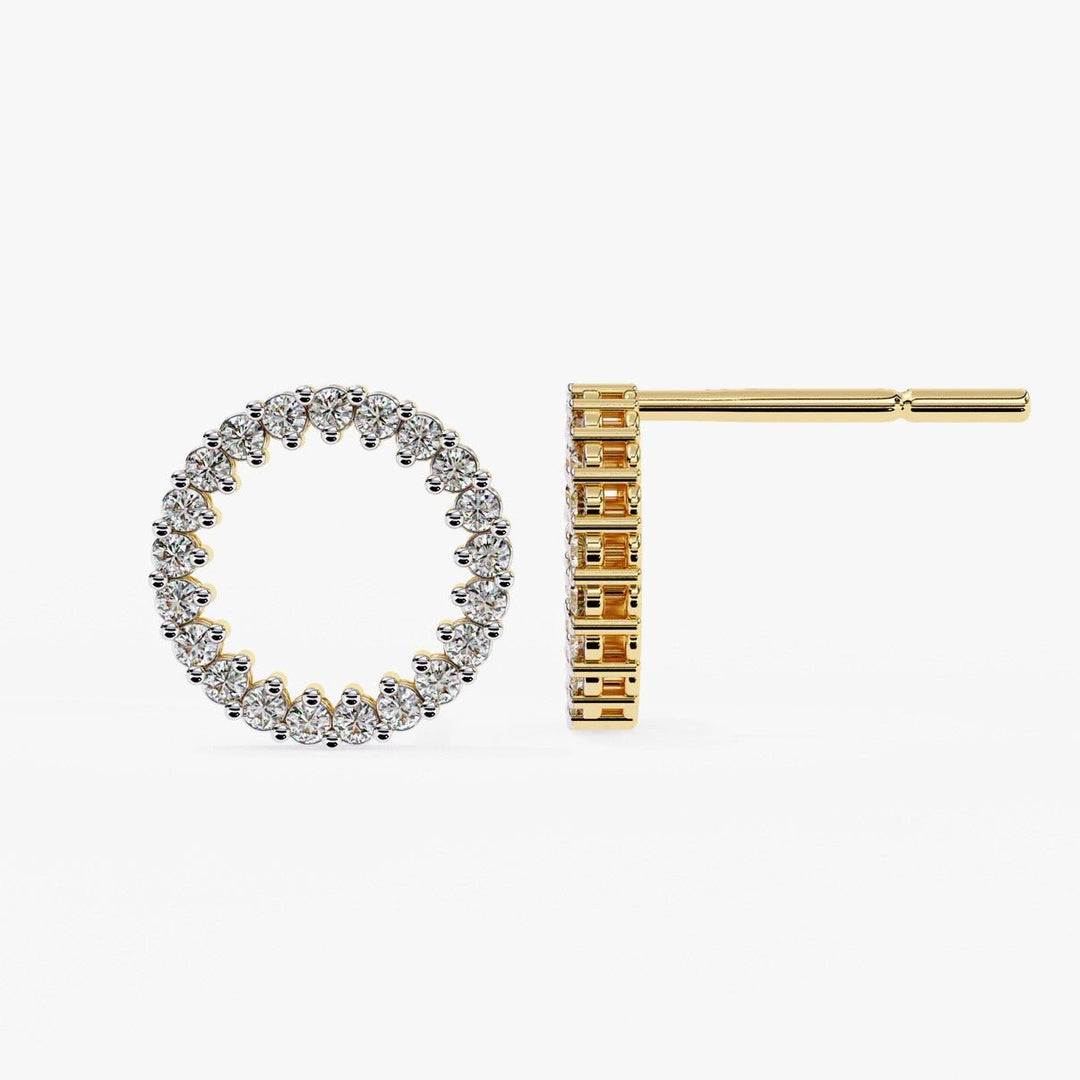 Diamond By Tilesh Classic Round Diamond Hoop Studs – Timeless Elegance in Every Curve - Suspire